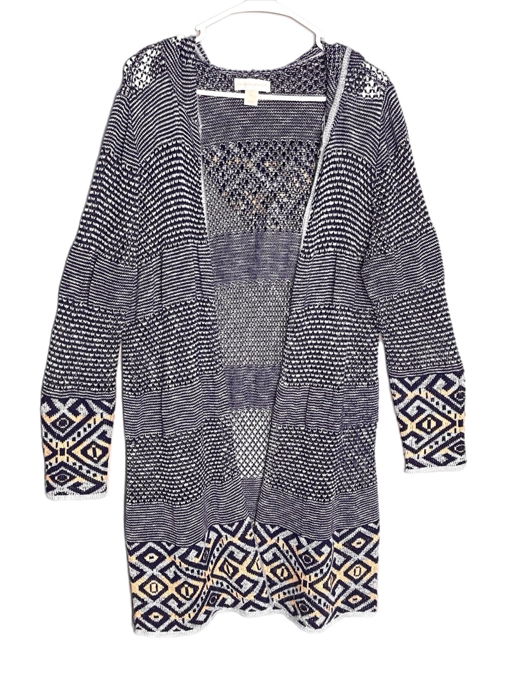 Christopher & Banks Open Knit Duster Cardigan Hooded Women’s Size XL